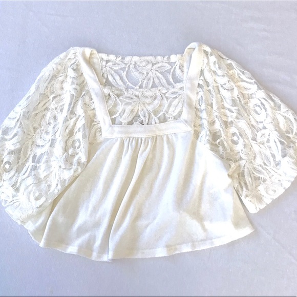 Free People White Lace Sweater Crop Top - Picture 4 of 7